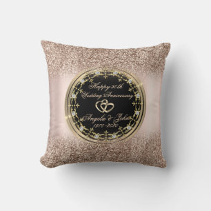 Almofada DiamantesCorações - Rosa Dourado Glitter 50º Anive