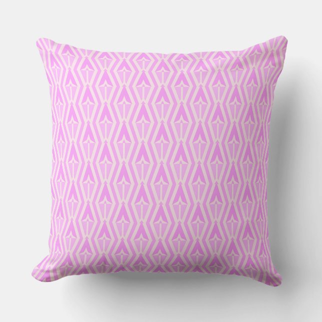 Almofada Diamonds & Arrows Pink and White Throw Pillow  (Frente)