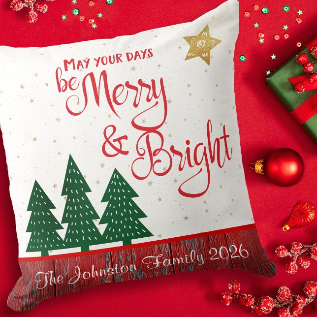 Almofada Dias de Ser Feliz Árvore Brilhante Dourado Nome do (Criador carregado)