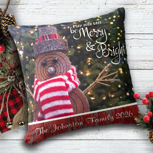 Almofada Dias Sejam Feliz e Bright Rustic Nome Snowman