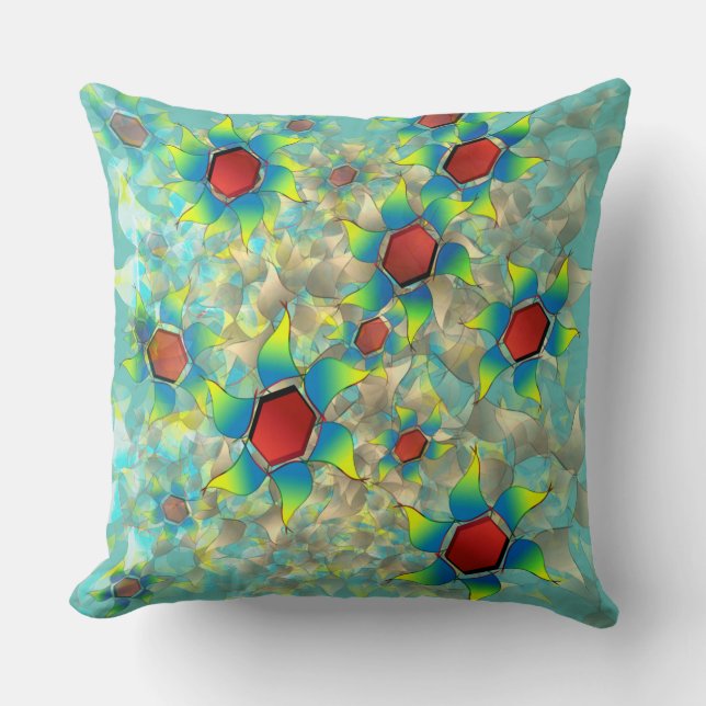 Almofada Diferentes flores virtuais, pétalas azuladas em pó (Frente)