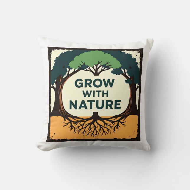 Almofada Digital Illustration of Stylized Tree with Roots a (Frente)
