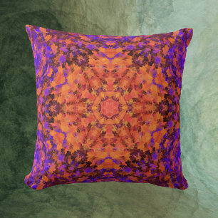 Almofada Digital Mandala Laranja Azul e Roxo