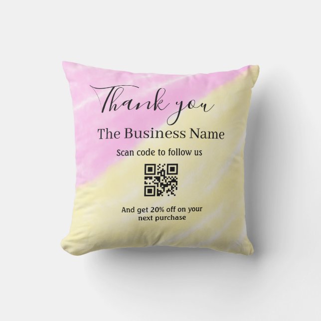 Almofada Digitalize QR para nos seguir código de desconto r (Frente)