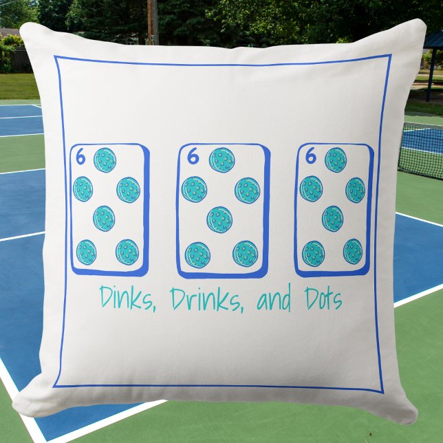 Almofada Dinks, Drinks & Pontos / Decoração de Pickleball M (Criador carregado)