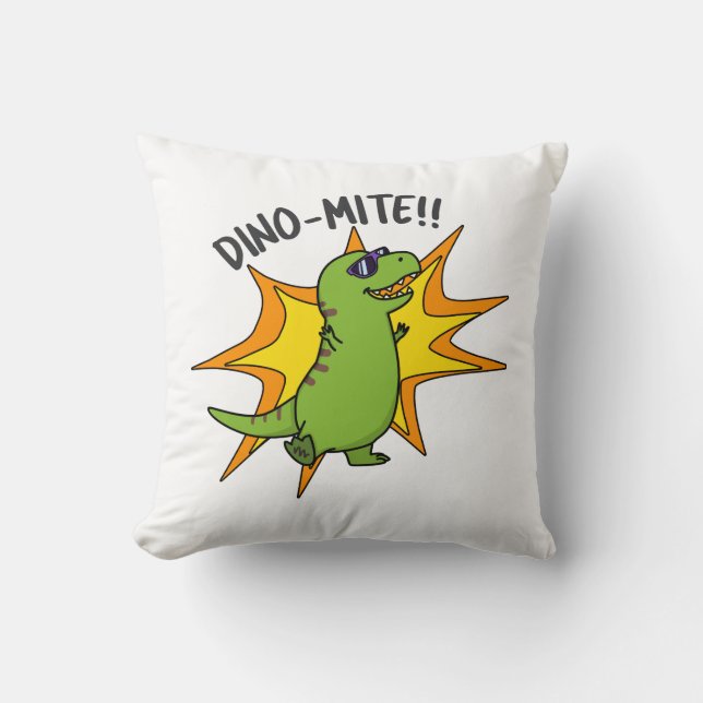 Almofada Dino-mite Funny TRex Dinossaur Pun (Frente)