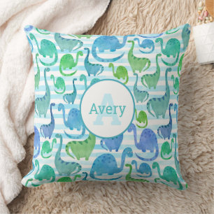 Almofada Dino Stripe Watercolor Dinossauros Personalizados