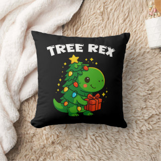 Almofada Dinosaur Christmas Tree T-Rex Cute Dino Xmas Party