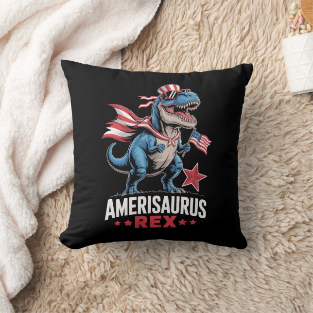 Almofada Dinossauro 4 de Julho Amerisaurus T Rex Engraçado (Cobertor)