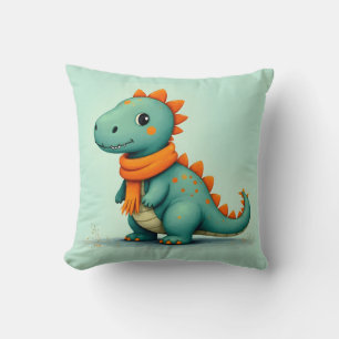 Almofada Dinossauro Bonito Vestindo um Scarf Laranja