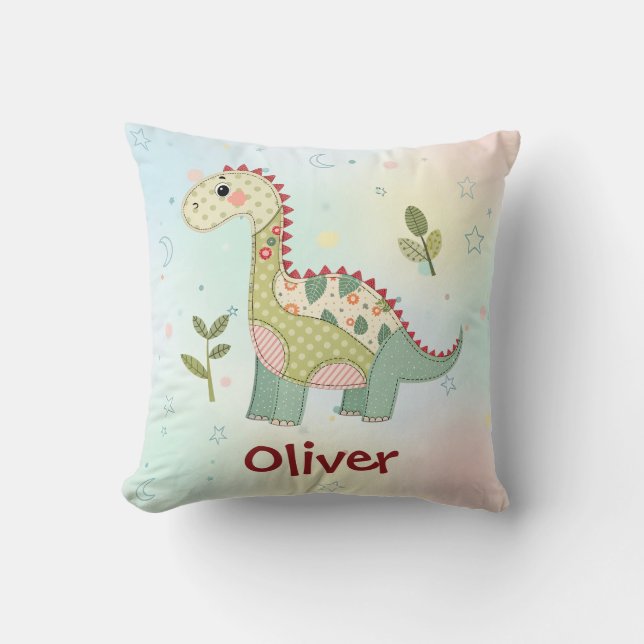Almofada Dinossauro de Patchwork Fofo (Frente)