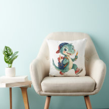 Dinossauro fofo em aquarela com materiais escolare