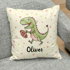 Almofada Dinossauro Fofo Jogando Futebol Personalizado