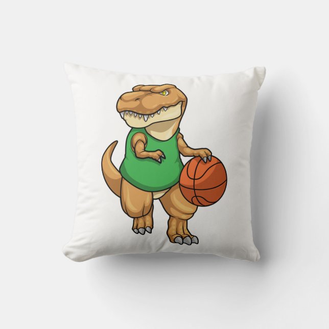 Almofada Dinossauro no Esporte com Basquete (Frente)