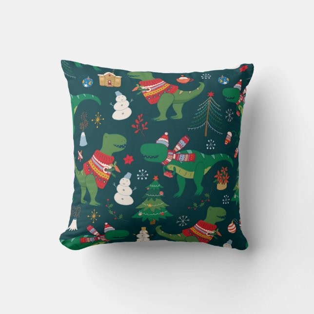 Almofada Dinossauro T-Rex: Ano Novo de Natal. (Frente)