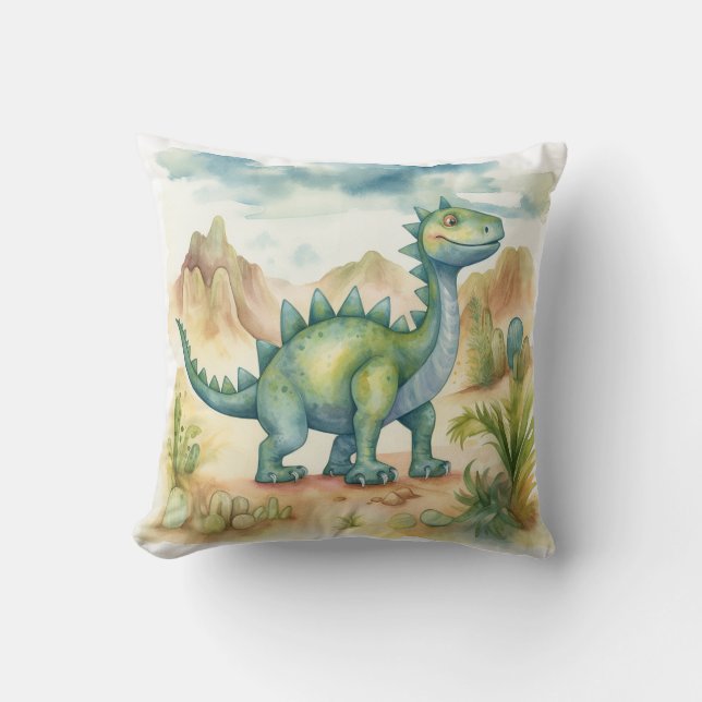 Almofada Dinossauros aquarelas para um quarto infantil (Frente)
