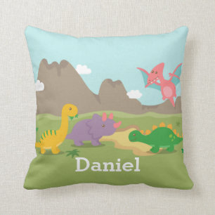 Almofada Dinossauros Coloridos Fofos Para Quarto de Meninos