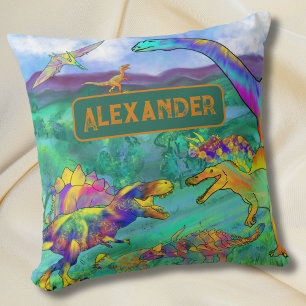 Almofada Dinossauros Coloridos Nome Personalizado