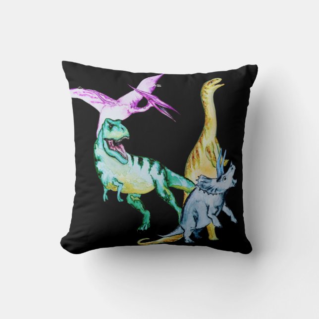 Almofada Dinossauros Infantís em Aquarela (Frente)