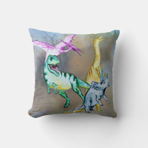 Almofada Dinossauros Infantís em Aquarela