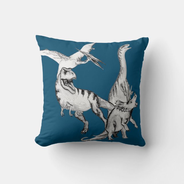 Almofada Dinossauros Infantís em Aquarela (Frente)