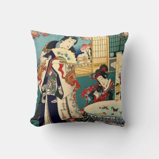 Almofada Diptych 1862 do desempenho da flor (Frente)