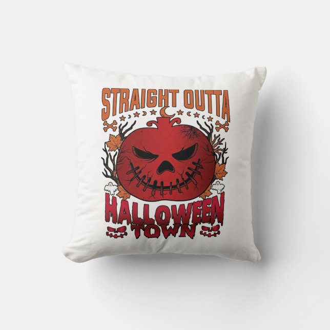 Almofada Direto da Cidade de Halloween Fantasmas de Abóbora (Frente)