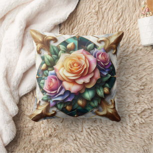 Almofada Disposição colorida de Rosa no fundo decorativo