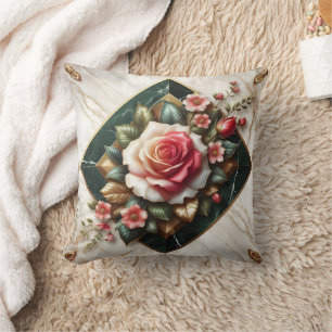 Almofada Disposição de rosa sobre o Marble Elegante