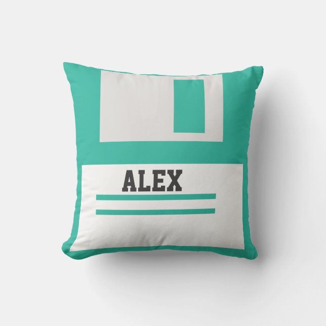 Almofada Disquetes de 3,5 polegadas com etiqueta para Nerd  (Frente)