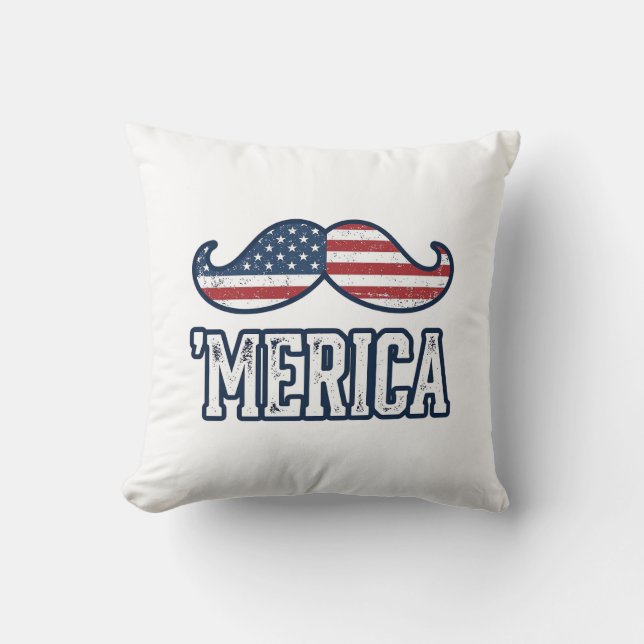 Almofada Distressed America Mustache Patriotic Vector Desig (Frente)