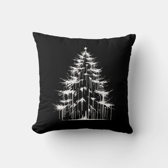Almofada Distressed Drippy Gothic Chic White Christmas Tree (Frente)
