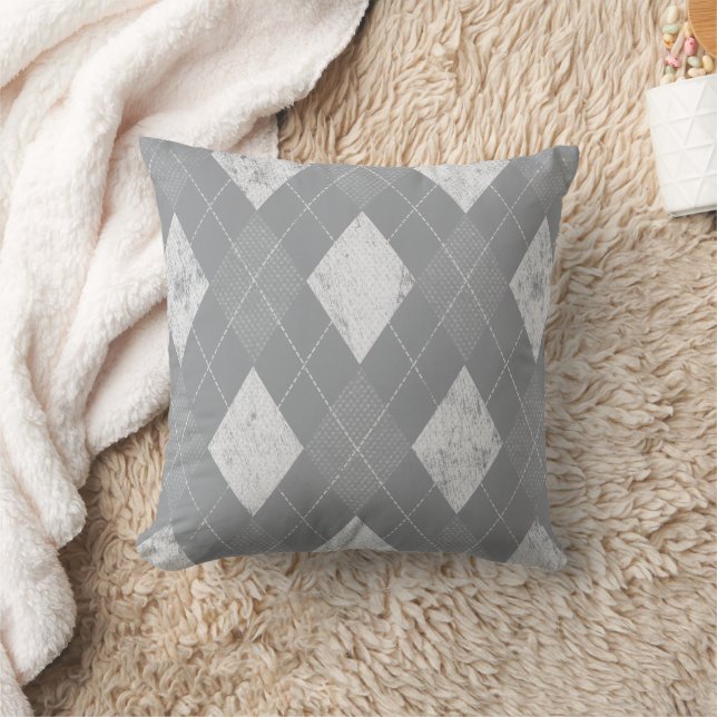 Almofada Distressed Monochrome Argyle (Cobertor)