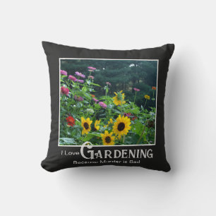 Almofada Dito engraçado de jardinagem floral jardim zinnia