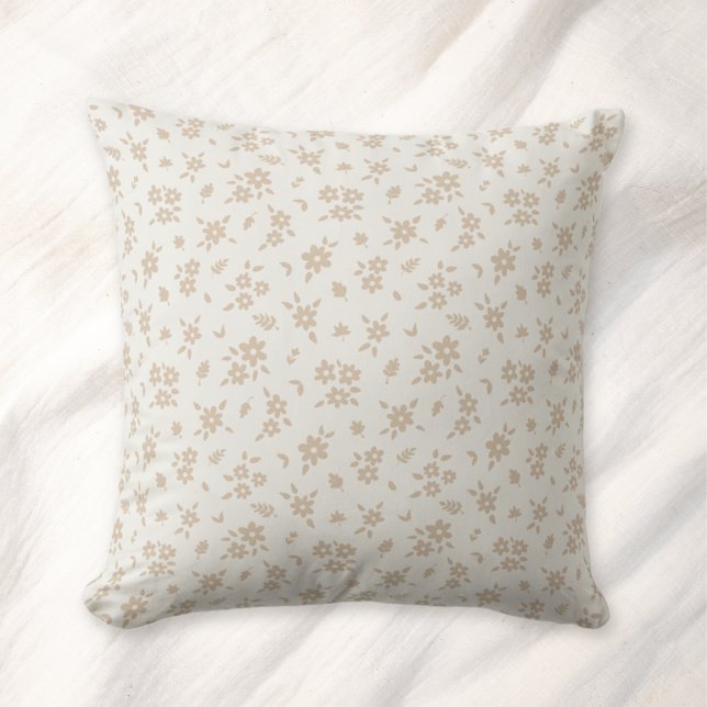 Almofada Ditsy Floral Muted Neutral Soft Pale Cream Beige (Criador carregado)