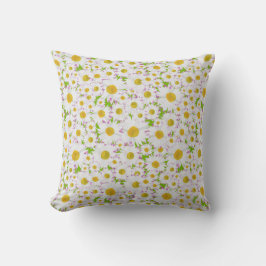 Almofada Ditzy White Daisies no fundo verde da grama