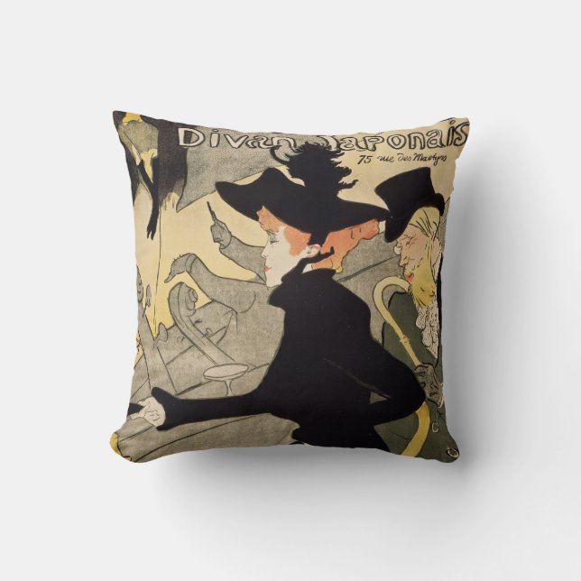 Almofada Divan Japonal Toulouse-Lautrec Vintage Art (Frente)