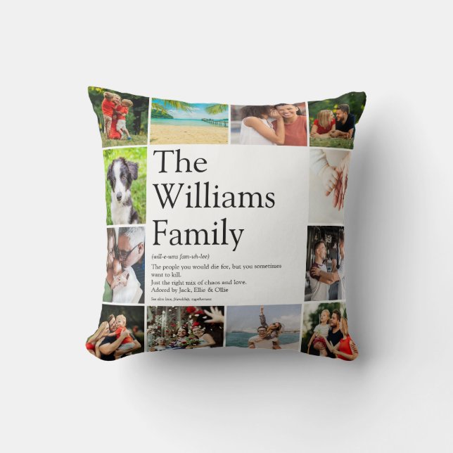 Almofada Diversão de Colagem de Fotos Definição de Nome da  (Frente)