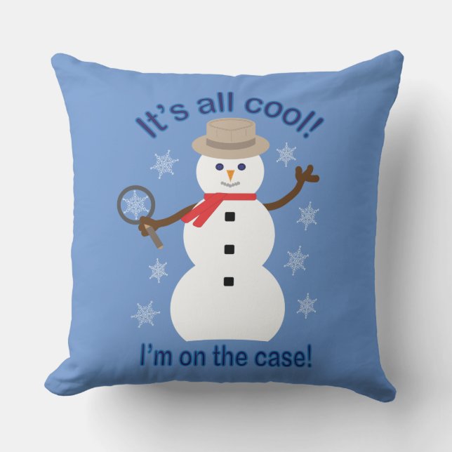 Almofada Diversão e Rico É tudo Legal Detetive Snowman (Frente)