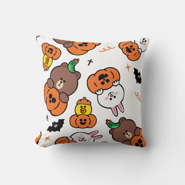 Almofada Diversão Feliz Halloween Abóboras Morcegos (Frente)