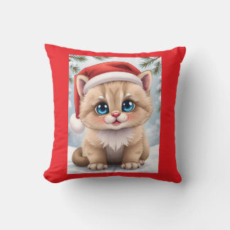 Almofada Diversão natalina com gatinho de desenho animado f