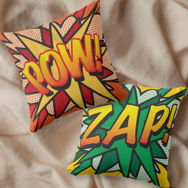 Almofada Diversão Retro Quadrinhos Pop Art ZAP POW (Criador carregado)