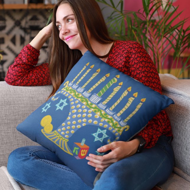 Almofada Divertido Art Hanukkah Menorah (Criador carregado)
