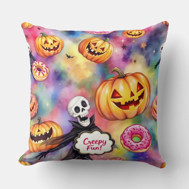 Almofada Divertimento Spooky, Halloween, de Natasha Us (Frente)