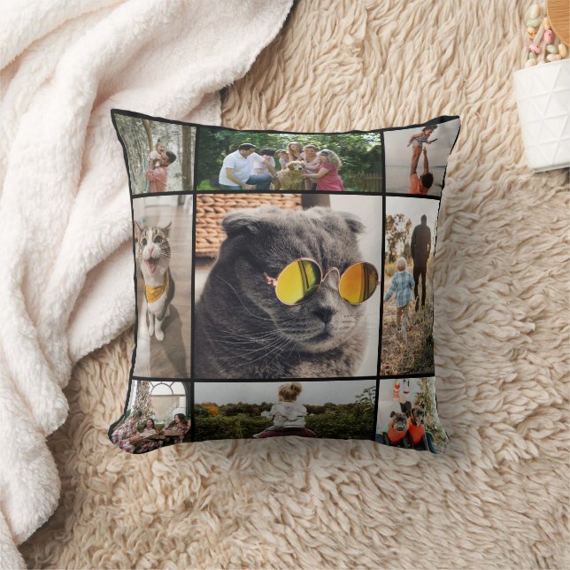 Almofada DIY Two-Sided Family Photo Collage Pillow 9Photos (Cobertor)