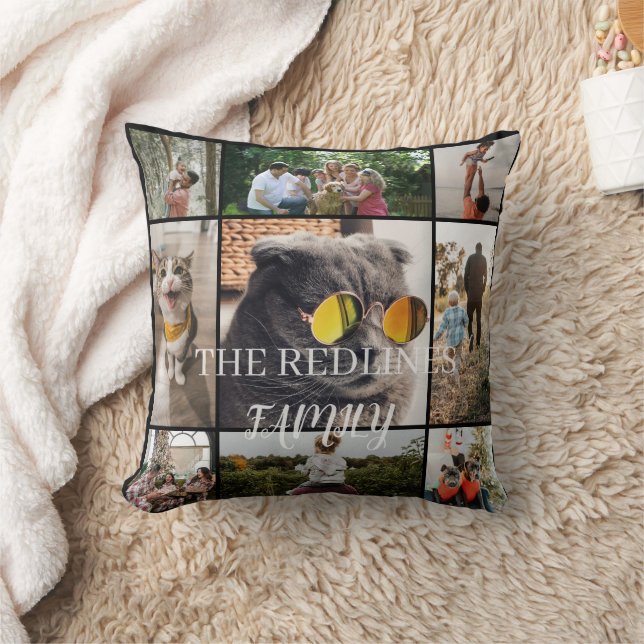 Almofada DIY Two-Sided Family Photo Collage Pillow 9Photos (Cobertor)