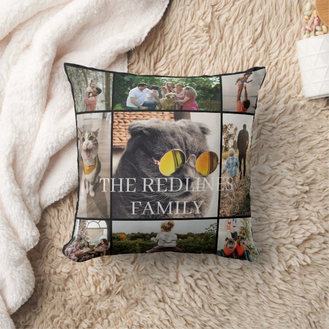 Almofada DIY Two-Sided Family Photo Collage Pillow 9Photos (Cobertor)