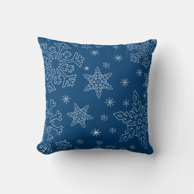 Almofada Dk Blue Christmas BG Snowflader Clipart (Frente)