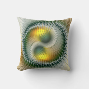 Almofada Do abstrato verde do amarelo de Yin Yang Fractal
