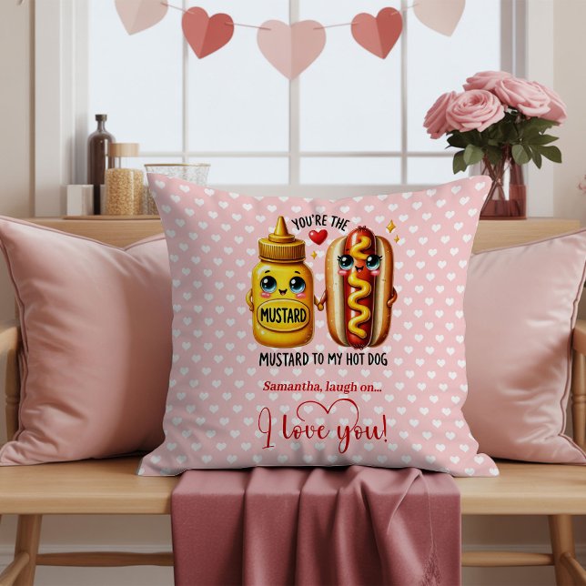 Almofada do Dia dos Namorados com Nome Personaliza (Custom Name Funny Fruit Love Pun Valentine Pillow

)
